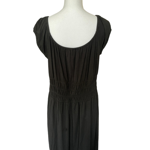 Karen Kane Dress Size XL Black Smocked Waist Lifestyle Peasant Boho Chic NEW - Picture 2 of 13